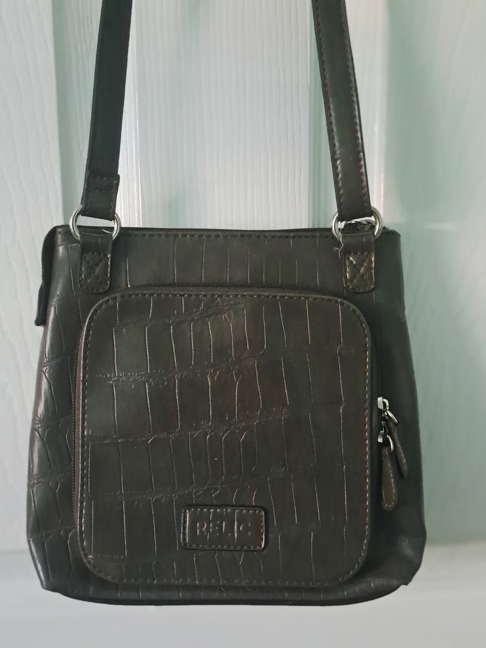Relic Croc-Texture Crossbody Bag
